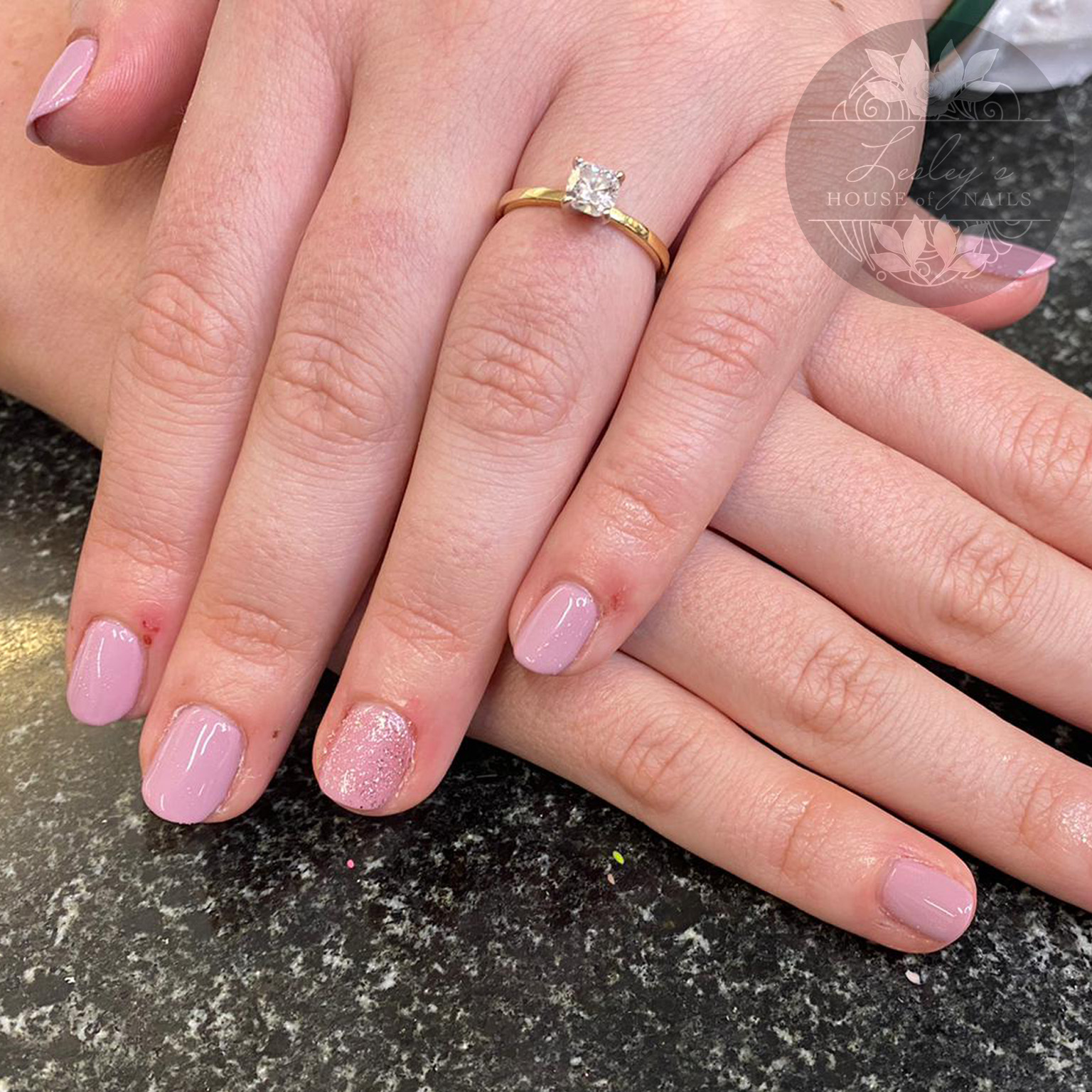Extensions with glitter, foil and gemstones