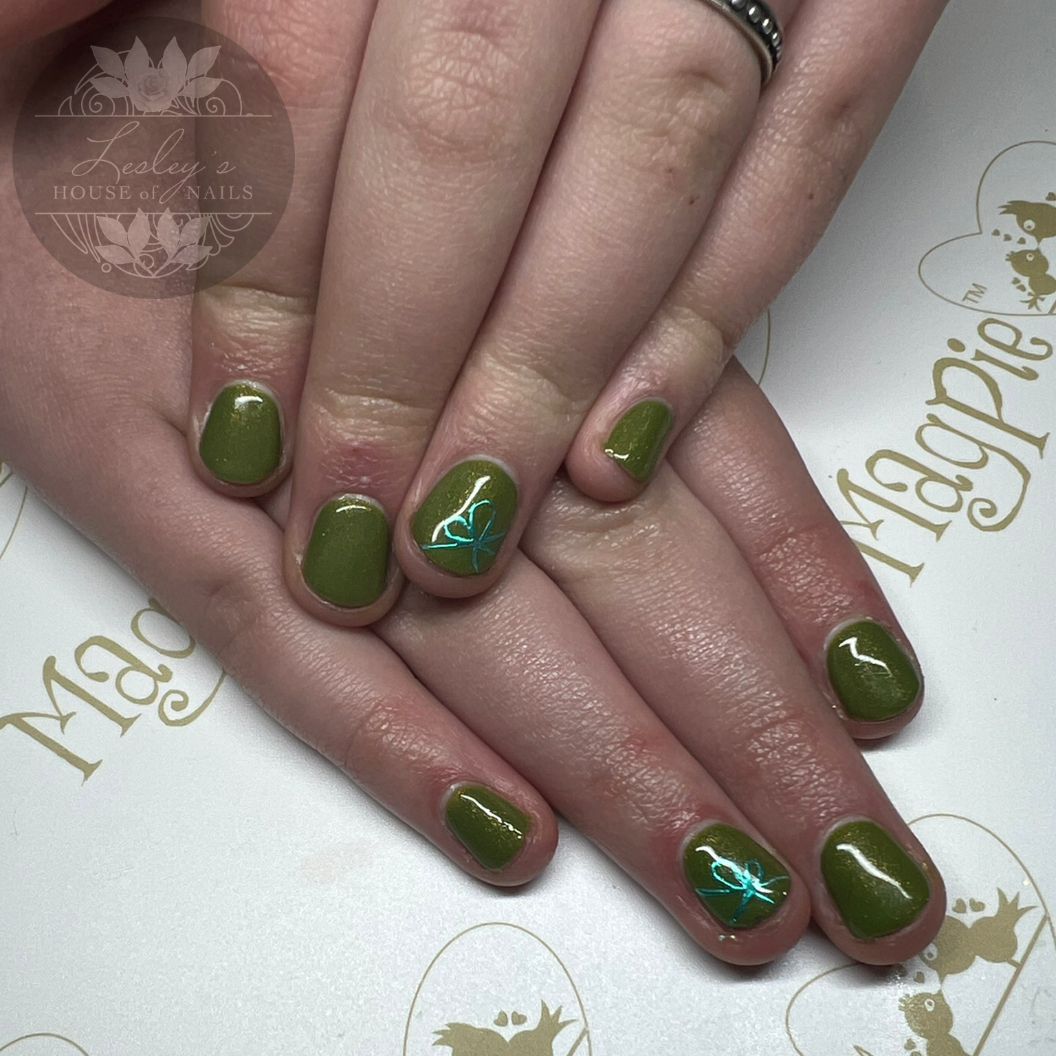 Builder gel with dot nail art work