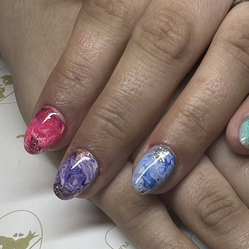 Extensions with foil nail art